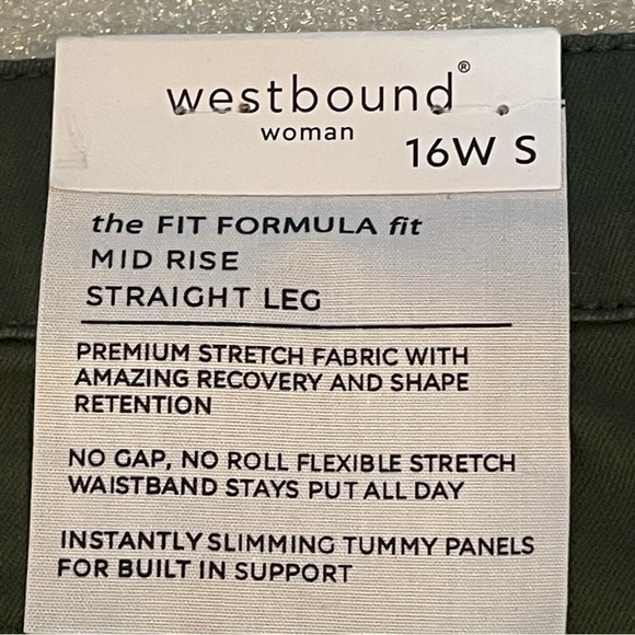 Westbound Olive Denim Plus Size THE FIT FORMULA Mid Rise Straight Leg 16W S - Picture 8 of 14